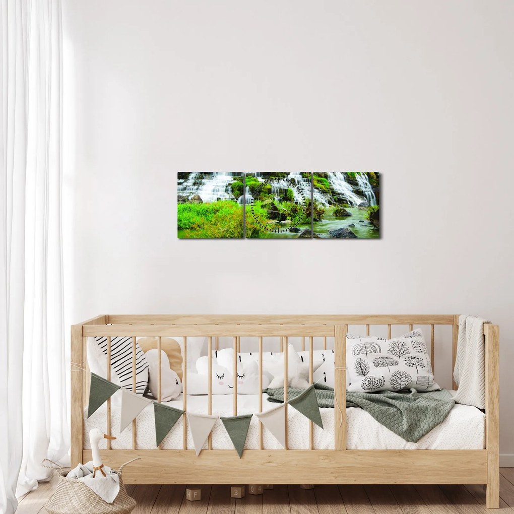 Tablou - cascade (cu ceas) (90x30 cm)