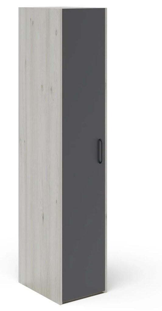 Dulap Malmo, 1 Usa, cu polite, Stejar Alb/Antracit, 42 x 52 x 200 cm