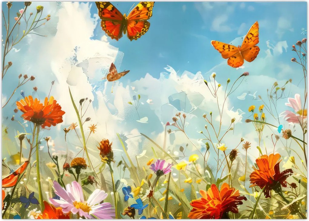 Tablou - Fluturi pe pajiștea de vară (70x50 cm)