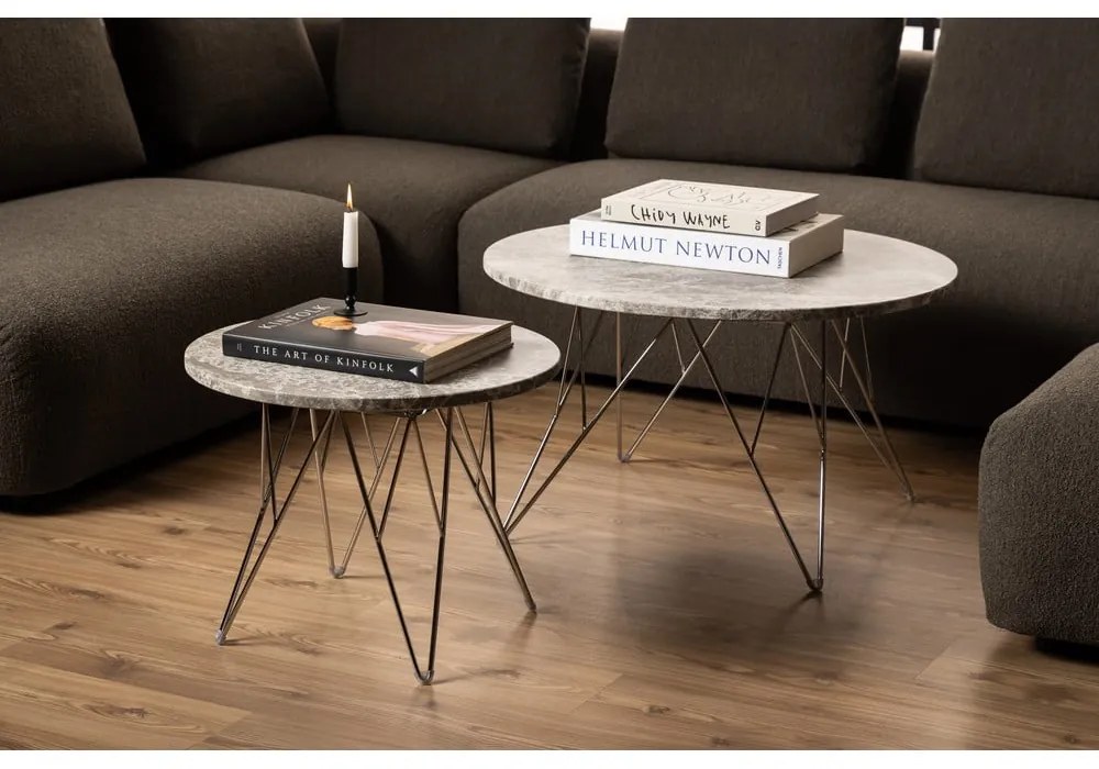 Măsuță de cafea gri rotundă din marmură ø 80 cm Prunus – Actona