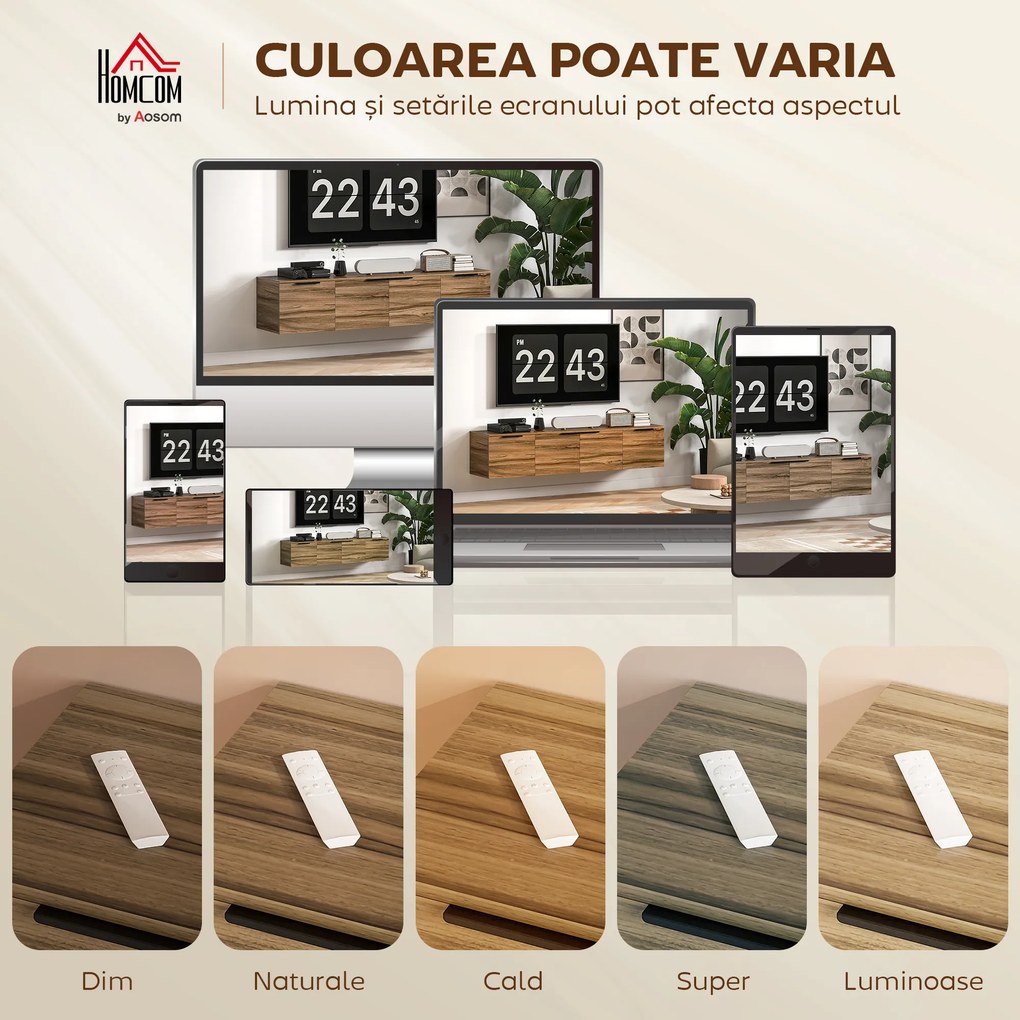 HOMCOM Comodă TV de până la 65" Stil Industrial cu 3 Dulapuri, Maro | Aosom Romania