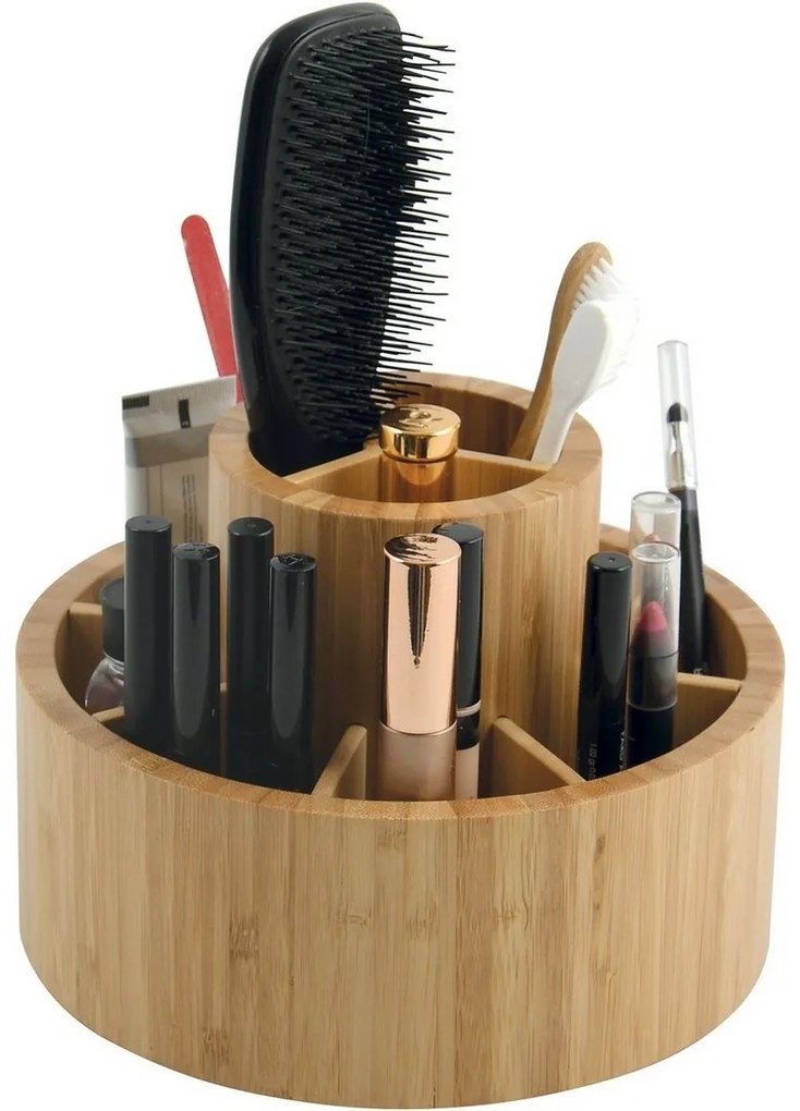 Organizator rotativ din bambus pentrucosmetice MSV Isalys 20 x 15,3 cm
