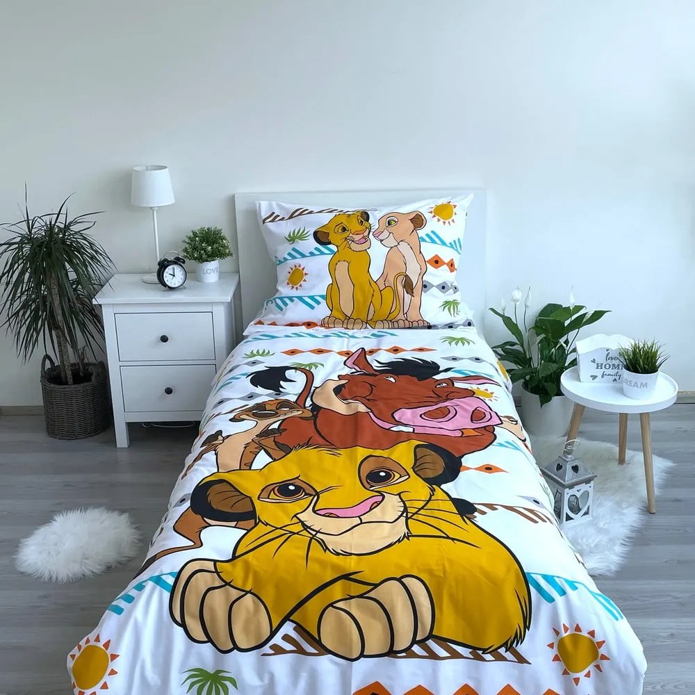 Lenjerie de pat pentru copii din bumbac pentru pat de o persoană 140x200 cm Lion King Africa – Jerry Fabrics