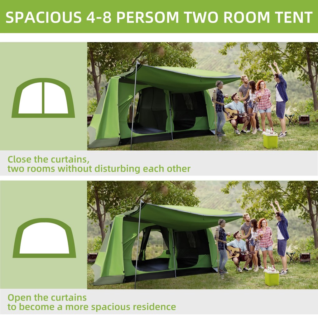 Outsunny Cort pentru Camping cu Veranda 8 Persoane 405×305×225cm | Aosom Romania