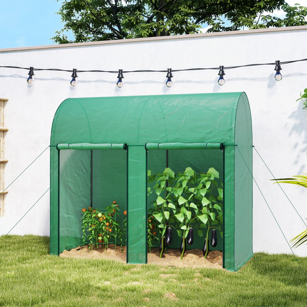 Outsunny Seră de grădină 2 m² dim. 2L x 1l x 1,78H m 2 Uși cu fermoar rulabile Oțel PE Densitate înaltă 140 g/m² Anti-UV alb | Aosom Romania