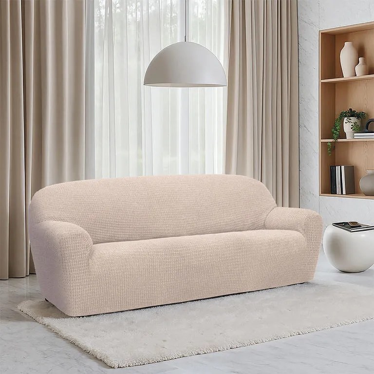 Huse super elastice RUBINIA smântânii fotoliu dublu (l. 140 - 180 cm)
