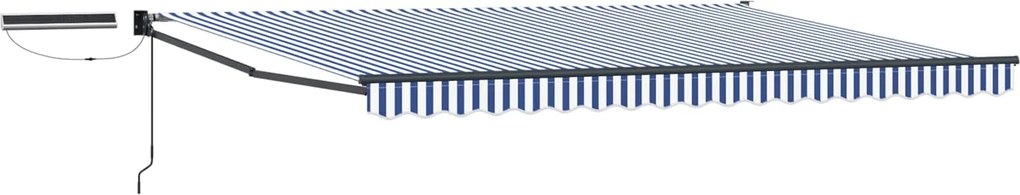 vidaXL Cort electric retractabil Albastru și Alb 5 x 3 m