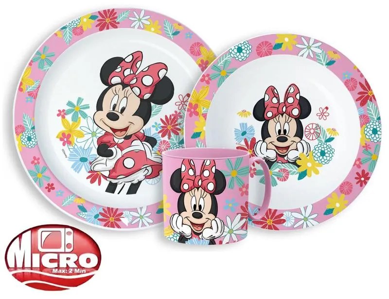 Disney Minnie Spring Set de masă, set micro plastic cu cană 265 ml
