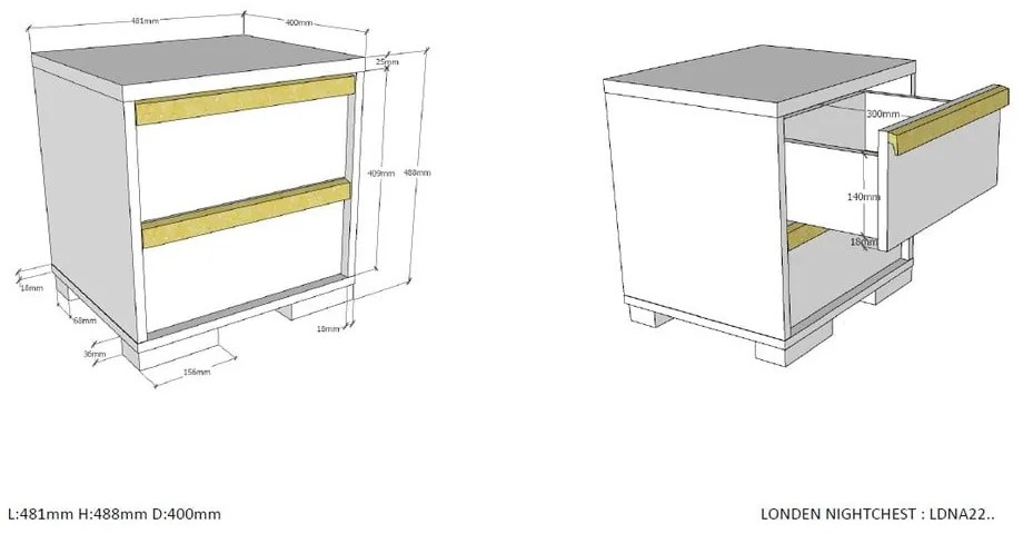 Noptieră de copii gri închis London – Vipack