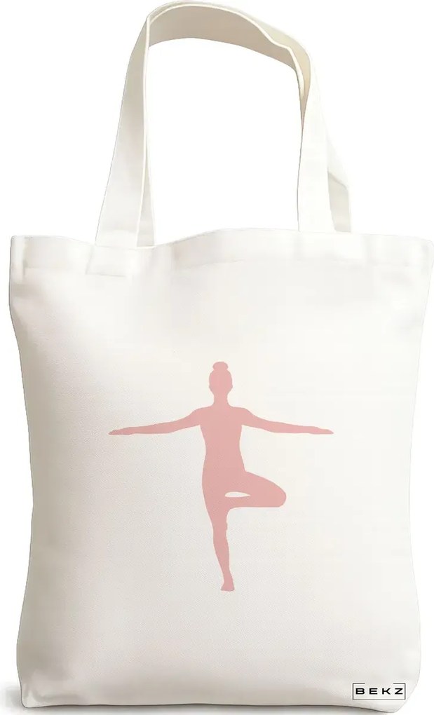 Sacosa de Panza pentru Cumparaturi, Geanta Tote Yoga 4, 38x34.5 cm, Alba, BEKZ®