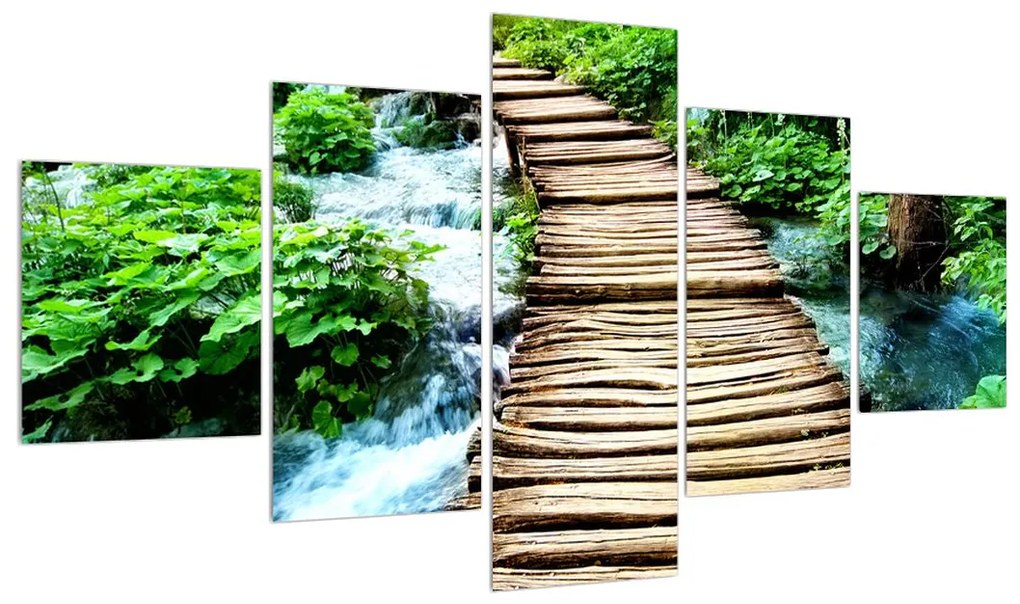 Tablou cu drum din lemn este râu (125x70 cm), în 40 de alte dimensiuni noi