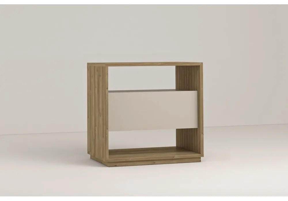 Noptieră crem/în culoare naturală cu aspect de lemn de stejar Dennis – Marckeric