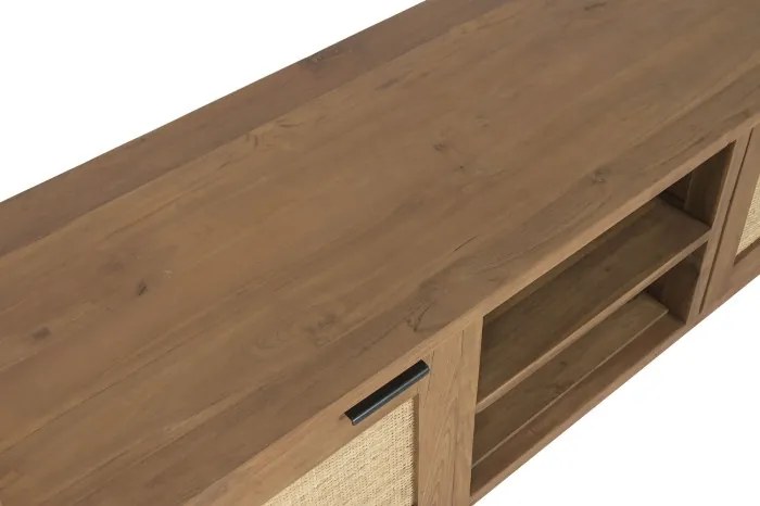 Comoda TV din lemn de tec si rattan natural " Rustic Wood "
