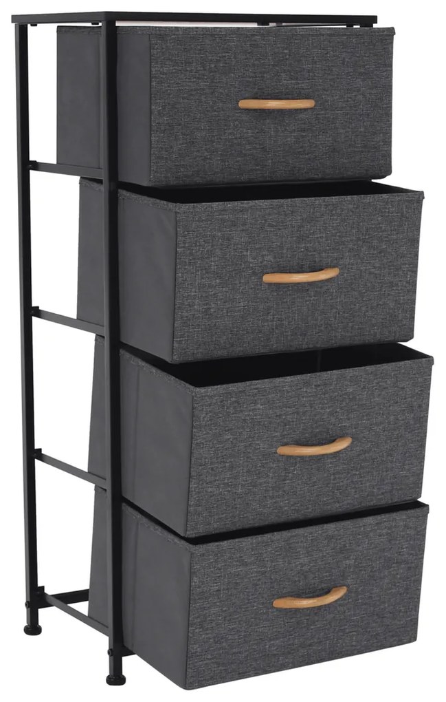 Comodă cu sertare din material textil PALMERA,negru