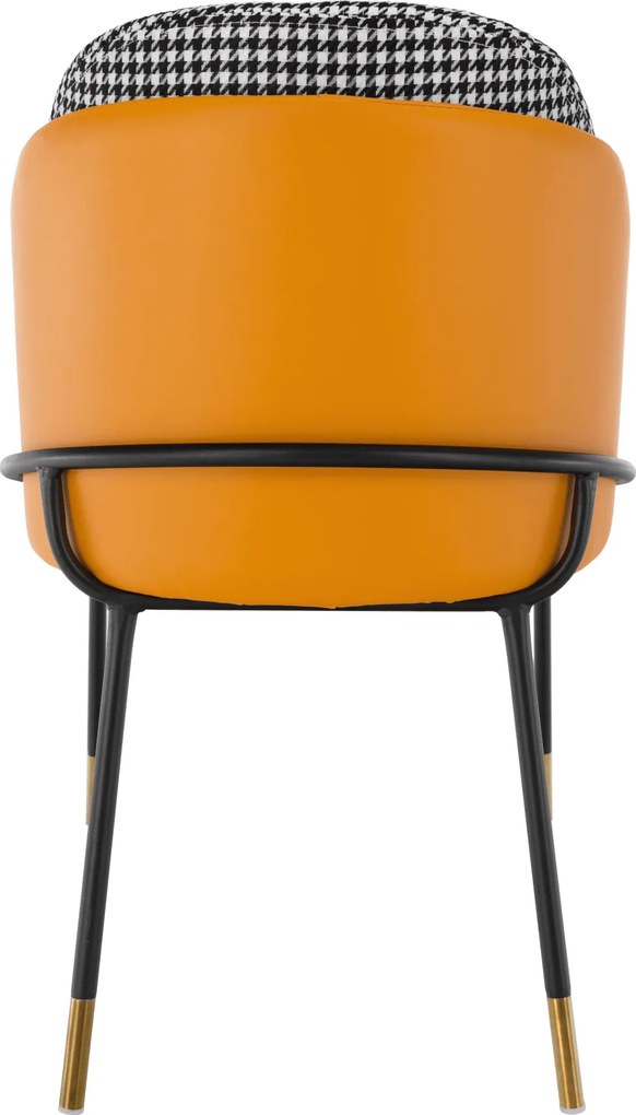 Scaun de luat masa, model alb-negru / piele ecologică camel, KIRNA