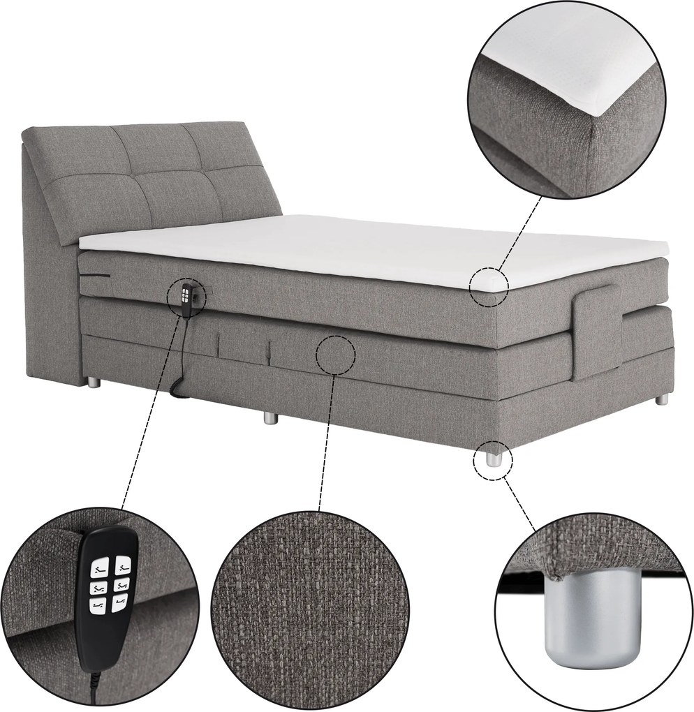 Pat electric reglabil, cu arcuri, gri, 120x200, GERONA NEW