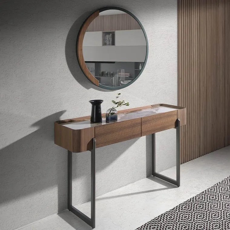 Oglinda decorativa design LUX Round black steel, 80cm