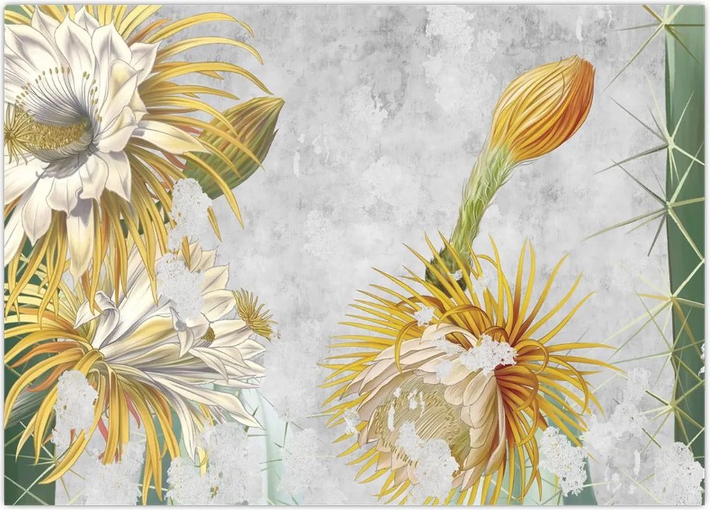 Tablou - Cactuși înfloriți, vintage (70x50 cm)