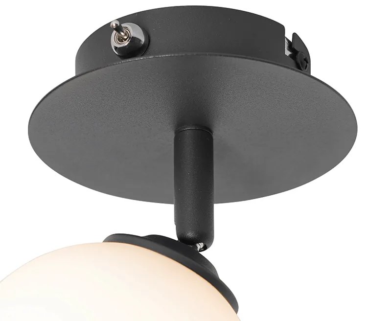Spotlight modern negru cu sticlă opala cu întrerupător - Atena