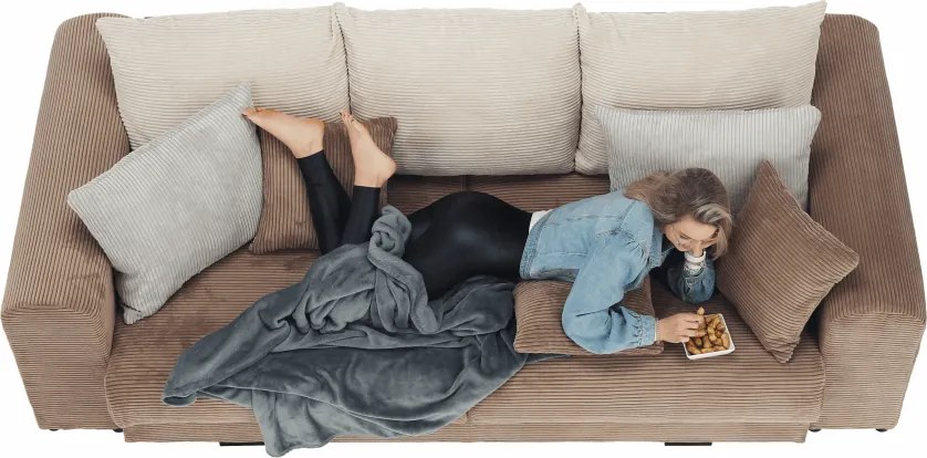 Canapea foarte spaţioasă, maro deschis, bej, crem, GILEN BIG SOFA