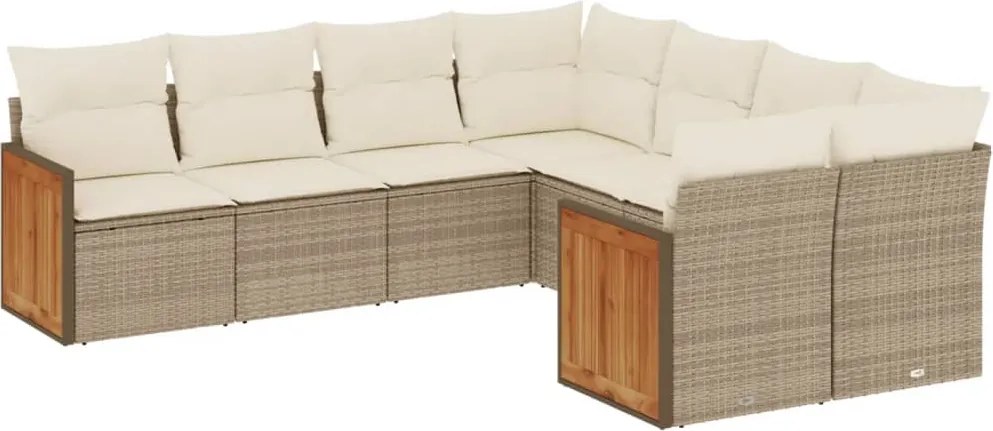 vidaXL Set canapele de grădină, 8 piese, cu perne, bej, poliratan