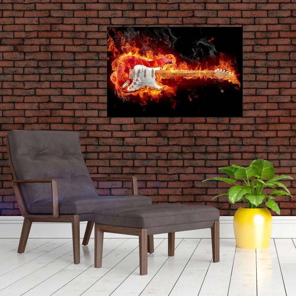 Tablou - Gtara în flăcări (90x60 cm)