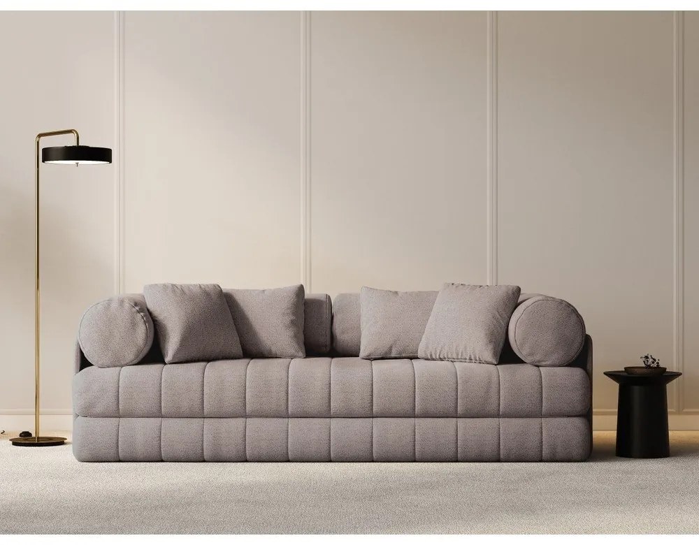 Canapea grej extensibilă cu tapițerie din țesătură bouclé 206 cm Kemi – Cosmopolitan Design