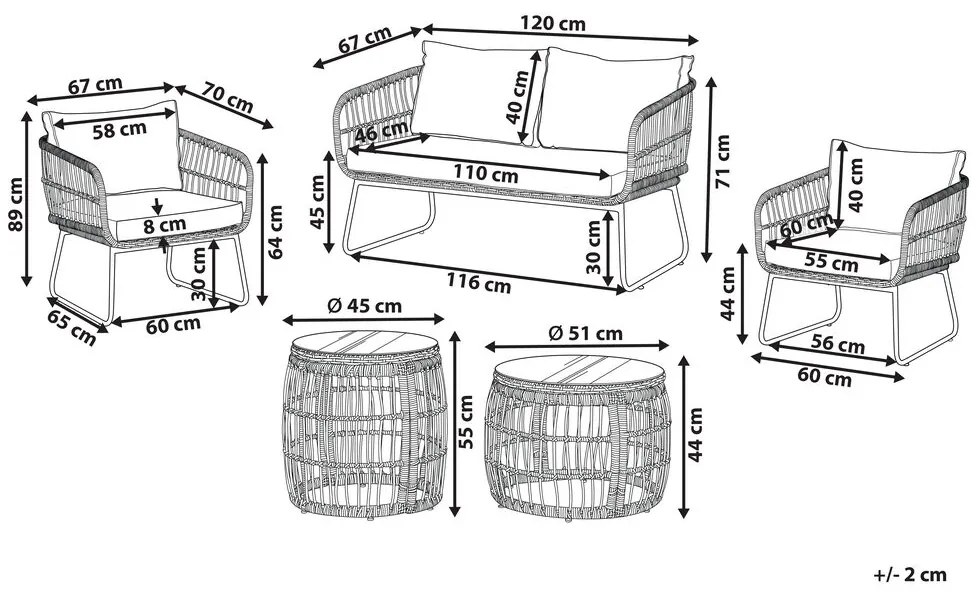Set pentru grădină ROLVO (bej) (pentru 4 persoane). 1022974