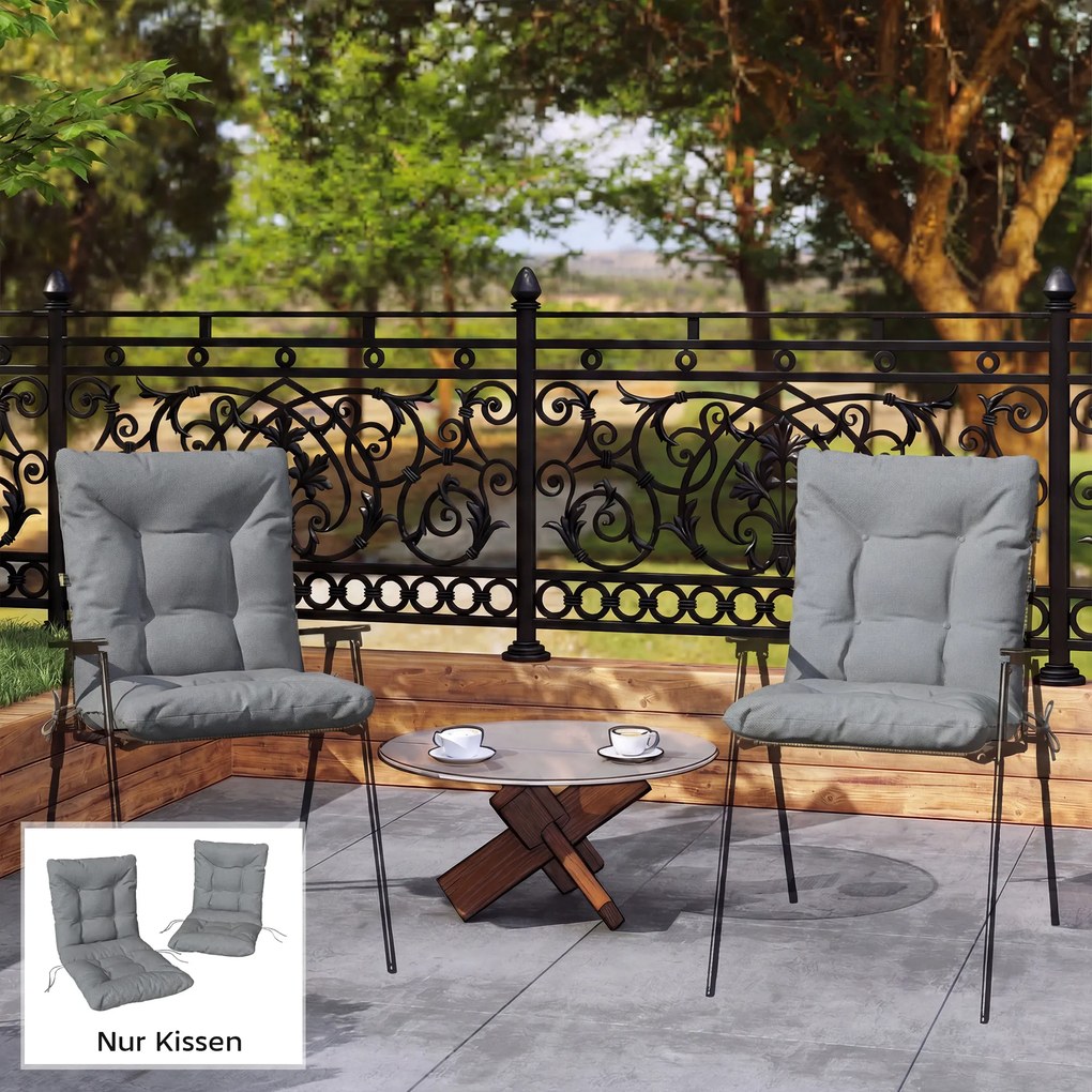 Outsunny Pernă de exterior cu spătar și chingi, saltea hidrofugă pentru interior și exterior, Gri deschis | Aosom Romania