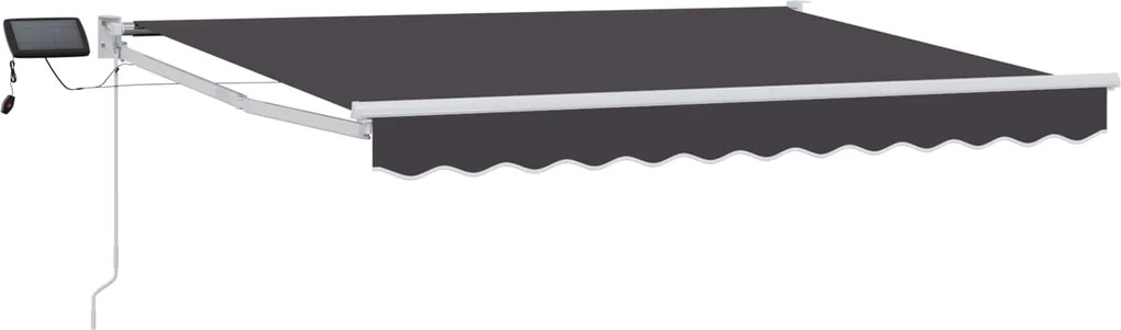 vidaXL Marchiză retractabilă manuală cu led-uri Antracit 3,5 x 2,5 m
