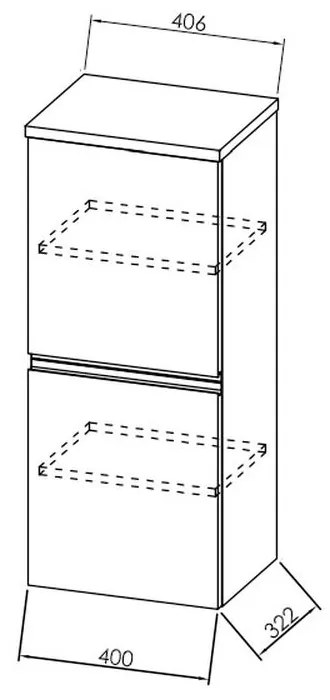 Dulap baie suspendat salcam deschis 95 cm cu doua usi KolpaSan Oxana Salcam deschis