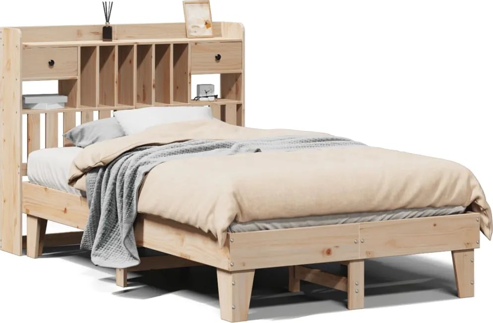 vidaXL Cadru de pat fără saltea, 135x190 cm, lemn masiv de pin