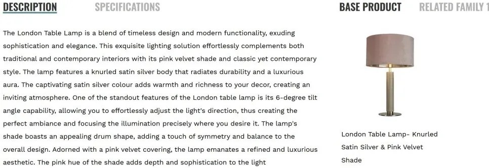Veioza/Lampa de masa design decorativ London argintiu/roz