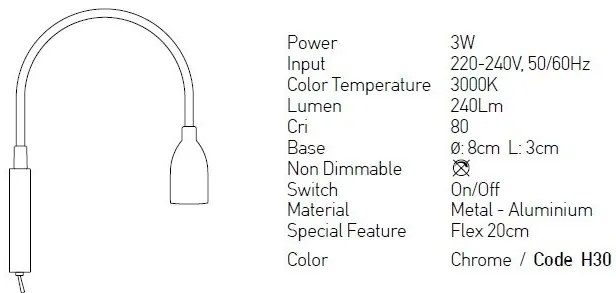 Aplica cu spot Reder LED stil minimalist Hotel crom