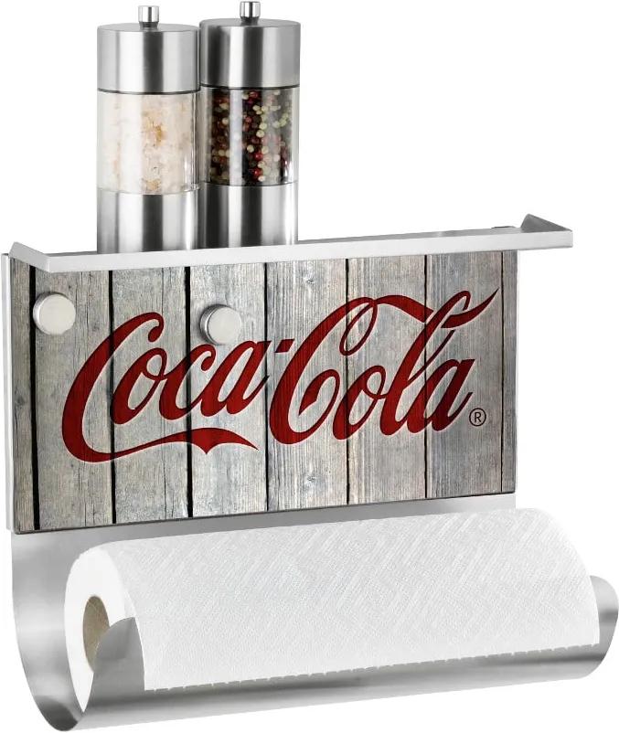 Suport magnetic pentru prosoape de bucătărie cu raft Wenko Coca-Cola Wood