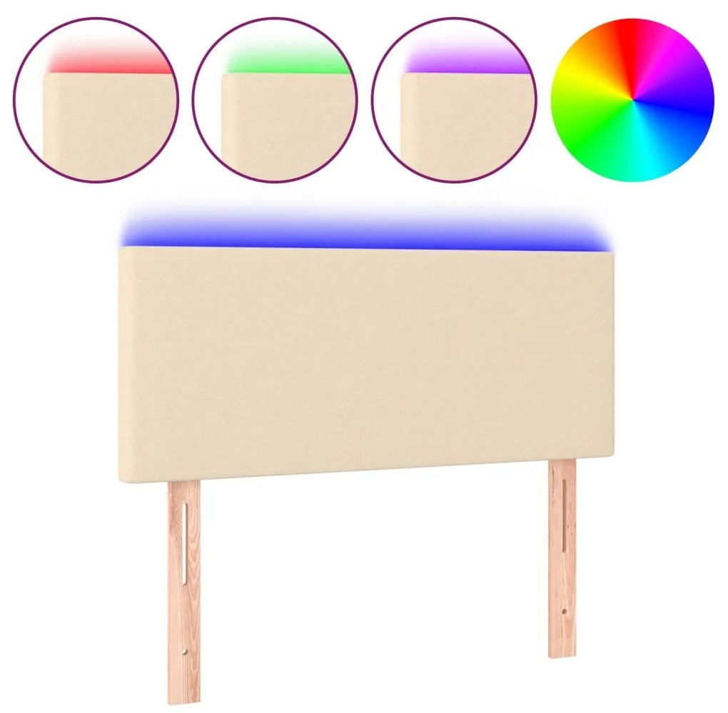 vidaXL Tăblie de pat cu LED, crem, 80x5x78/88 cm, textil