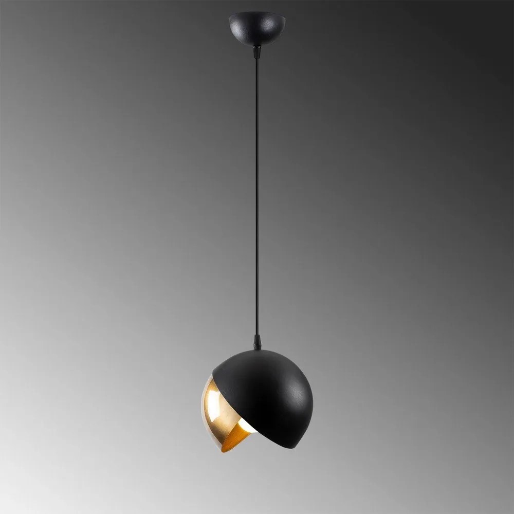 Lustră neagră/aurie cu abajur din metal ø 20 cm Berceste – Opviq lights