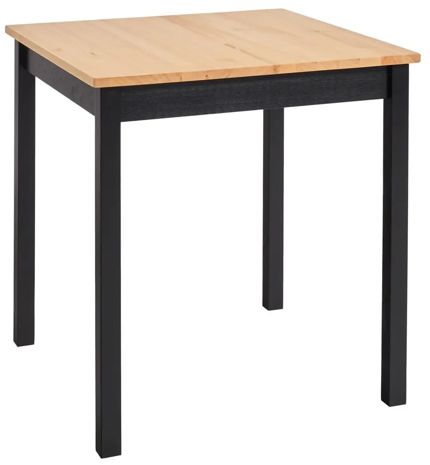 Masă dining din lemn de pin cu structură neagră Bonami Essentials Sydney, 70 x 70 cm
