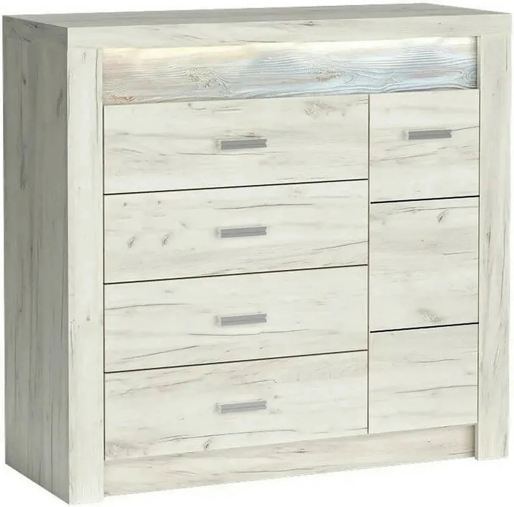 Comoda INDIANAPOLIS I17, stejar craft alb, PAL laminat, cu 4 sertare,