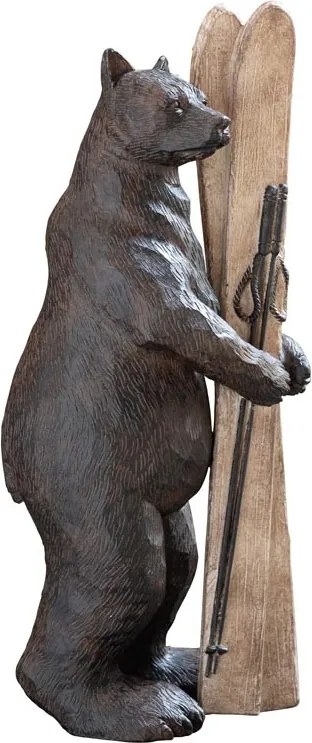 Figurină din rășină urs cu schiuri, H32,5 cm