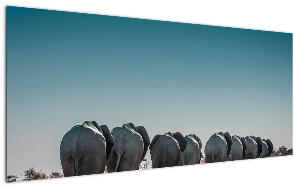 Tablou - Plecarea elefanților (120x50 cm), în 40 de alte dimensiuni noi