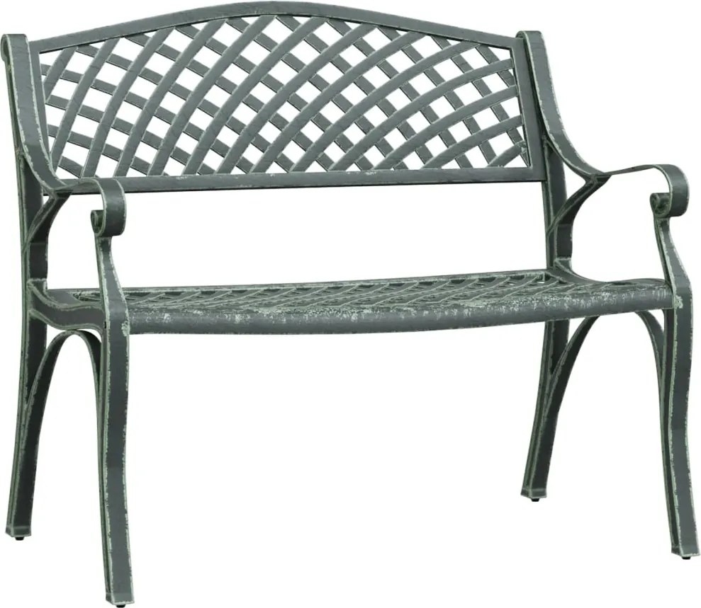 vidaXL Bancă de grădină, verde, 102 cm, aluminiu turnat