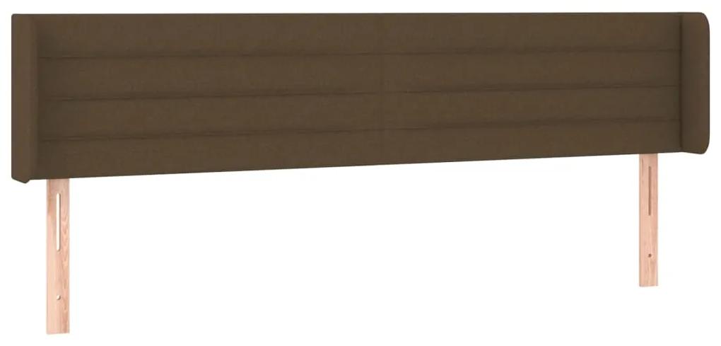 Tablie de pat cu aripioare maro inchis 203x16x78 88 cm textil 1, Maro inchis, 203 x 16 x 78 88 cm