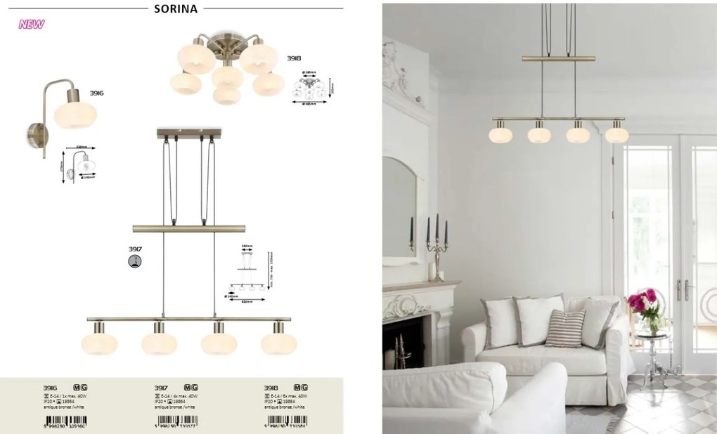 Plafoniera design clasic Sorina 3918 RX