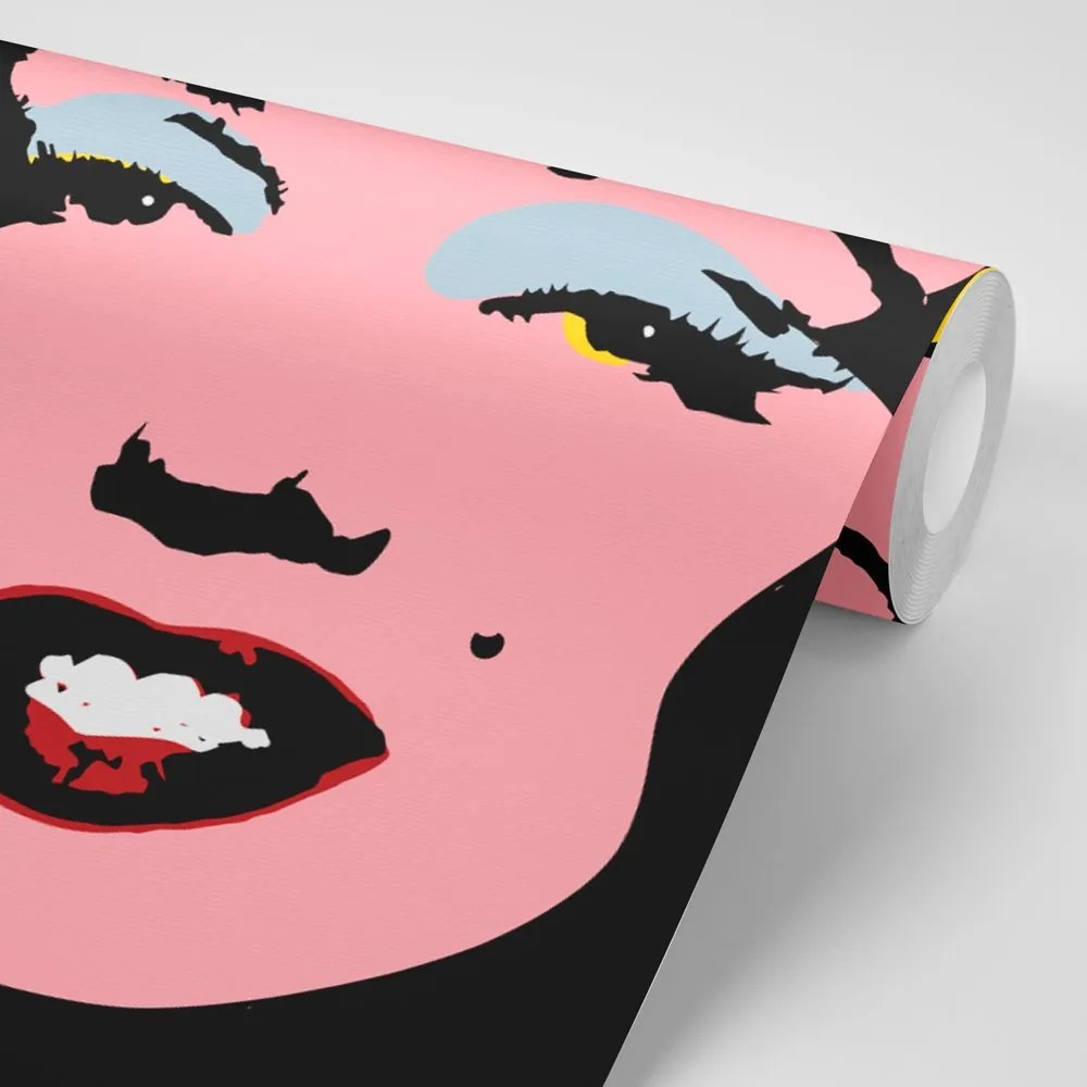 Tapet autoadeziv pop art Marilyn Monroe pe fundalul negru