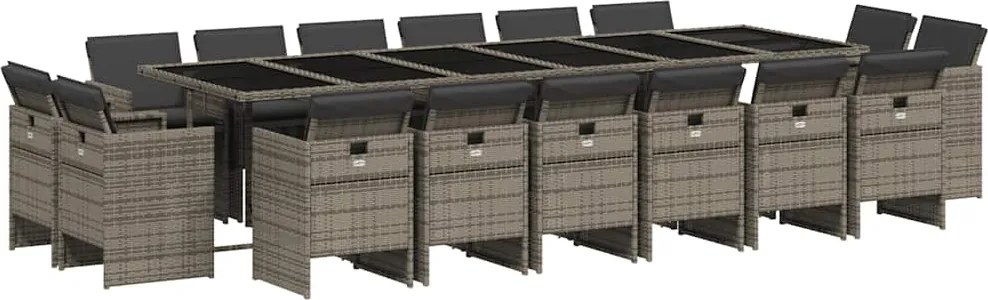 vidaXL Set mobilier de grădină cu perne, 17 piese, gri, poliratan