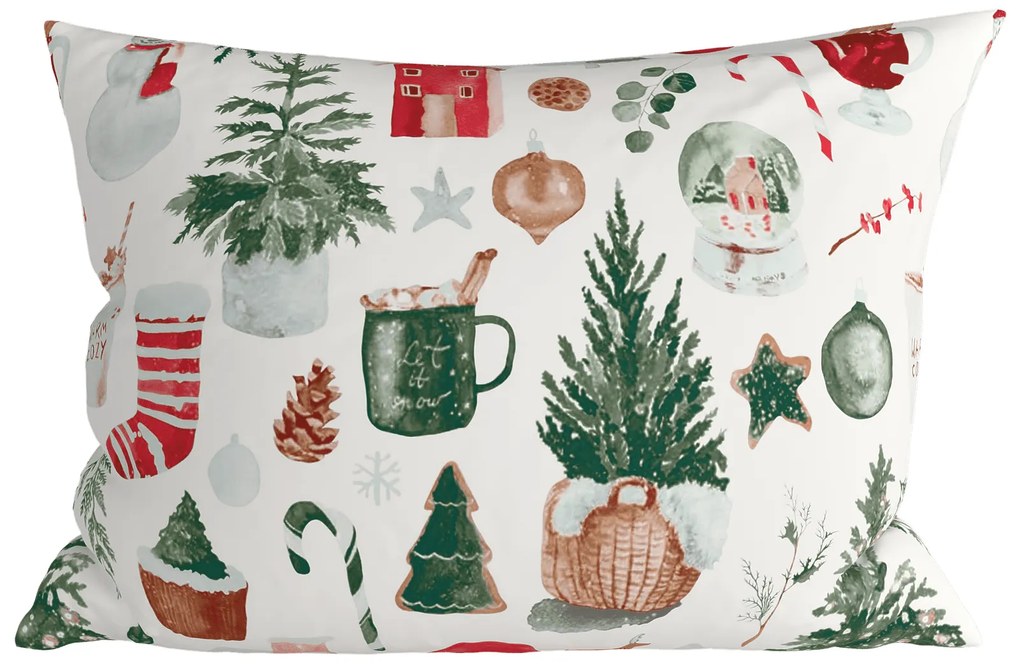 Set de 2 huse decorative pentru perna MAGIC CHRISTMAS 50x70 cm, alba
