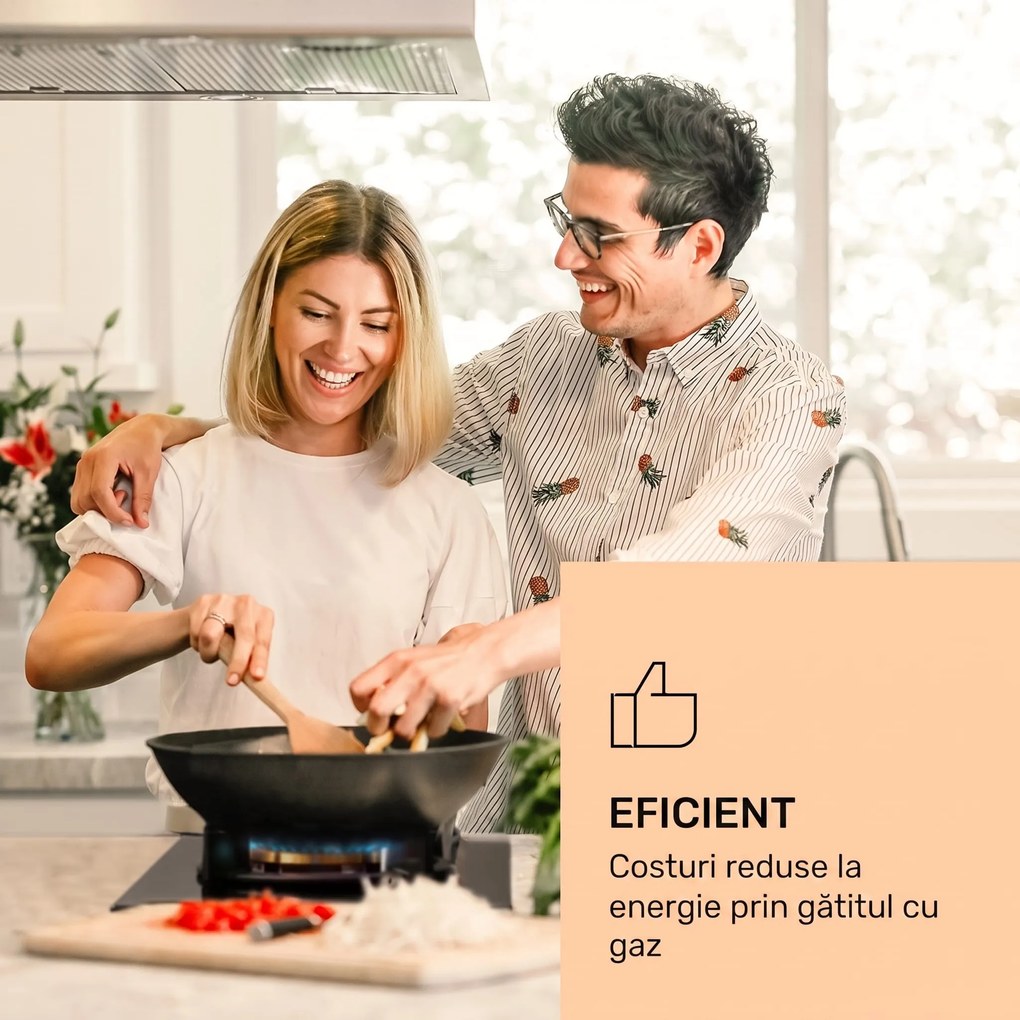 Klarstein Goldflame plită pe gaz 1 arzător wok, sticlă ceramică