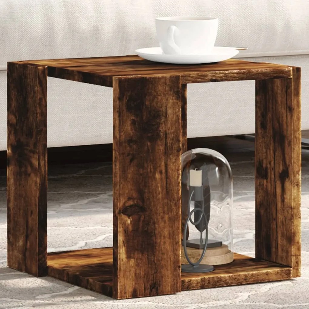 vidaXL Măsuță de cafea, stejar fumuriu, 32x32x30 cm, lemn prelucrat