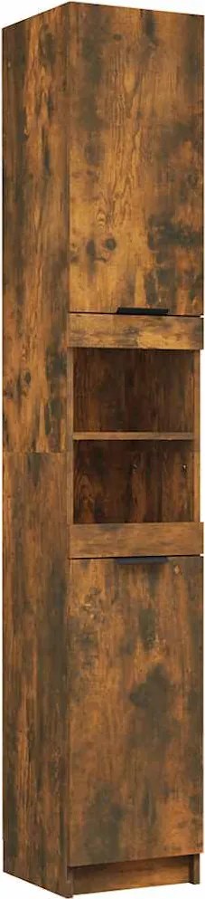 vidaXL Dulap de baie, stejar fumuriu, 32x34x188,5 cm, lemn prelucrat